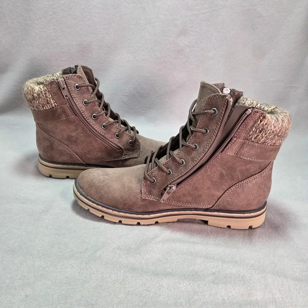 Cliffs by White Mountain Kelsie Boot Brown Knit Collar Hiking Gorpcore 9.5M